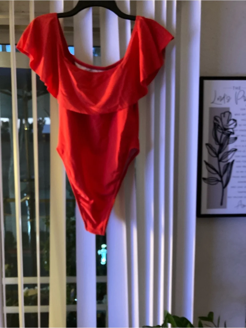 Fashion Nova Red Off-Shoulder One-Piece Swimsuit